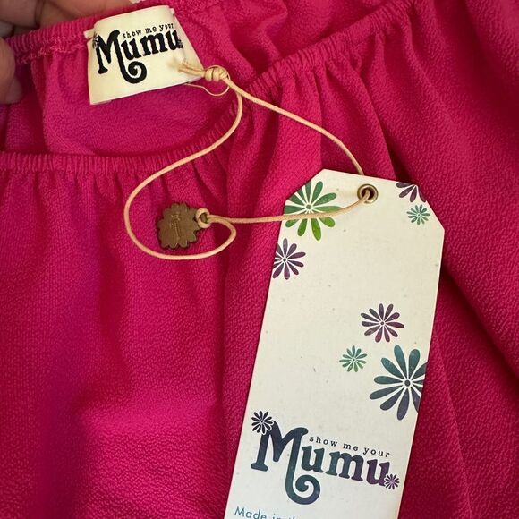 Show Me Your MuMu Hot Pink Knit Off Shoulder Front Tie Blouse - Picture 4 of 6